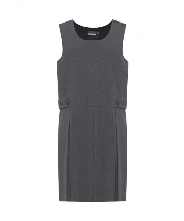 Grey Pinafore with Double Box Pleats, Skirts and Pinafores