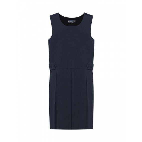 Navy Pinafore with Double Box Pleats, Skirts and Pinafores